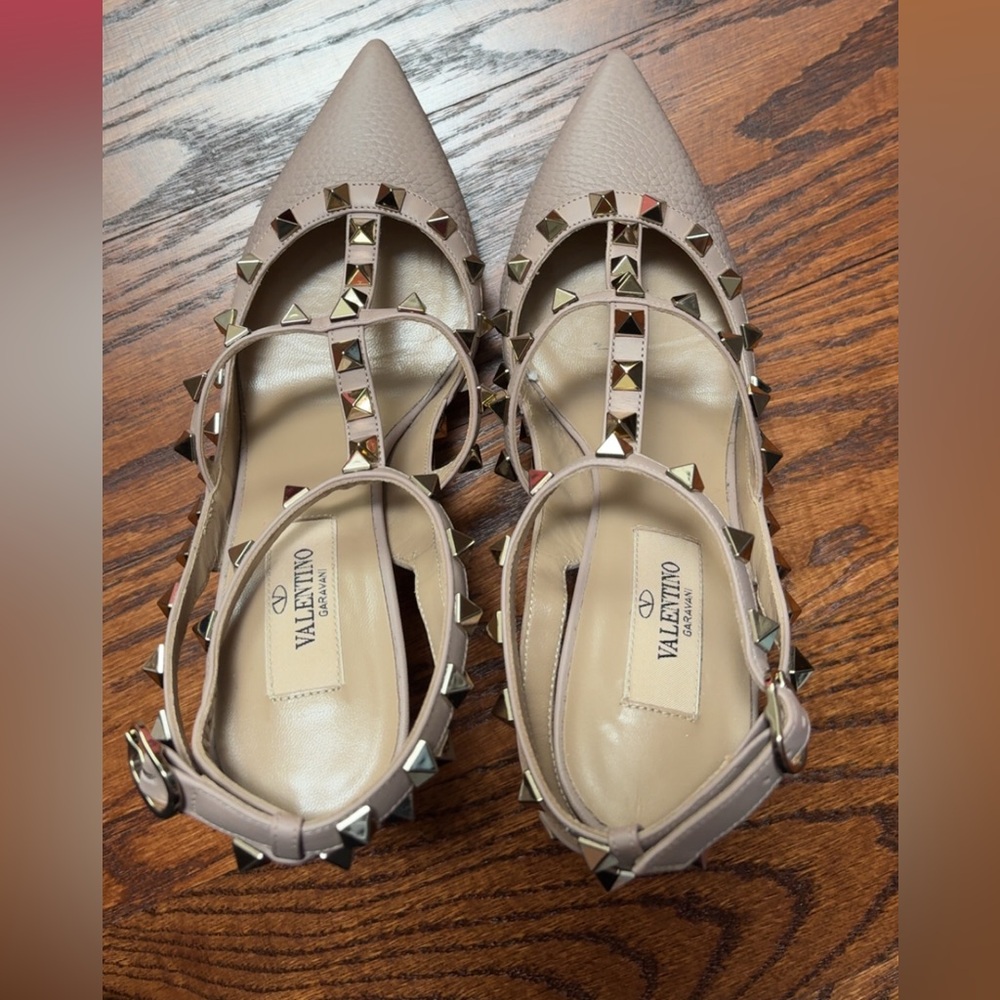 Valentino Women's Studded Leather Heels - Brown